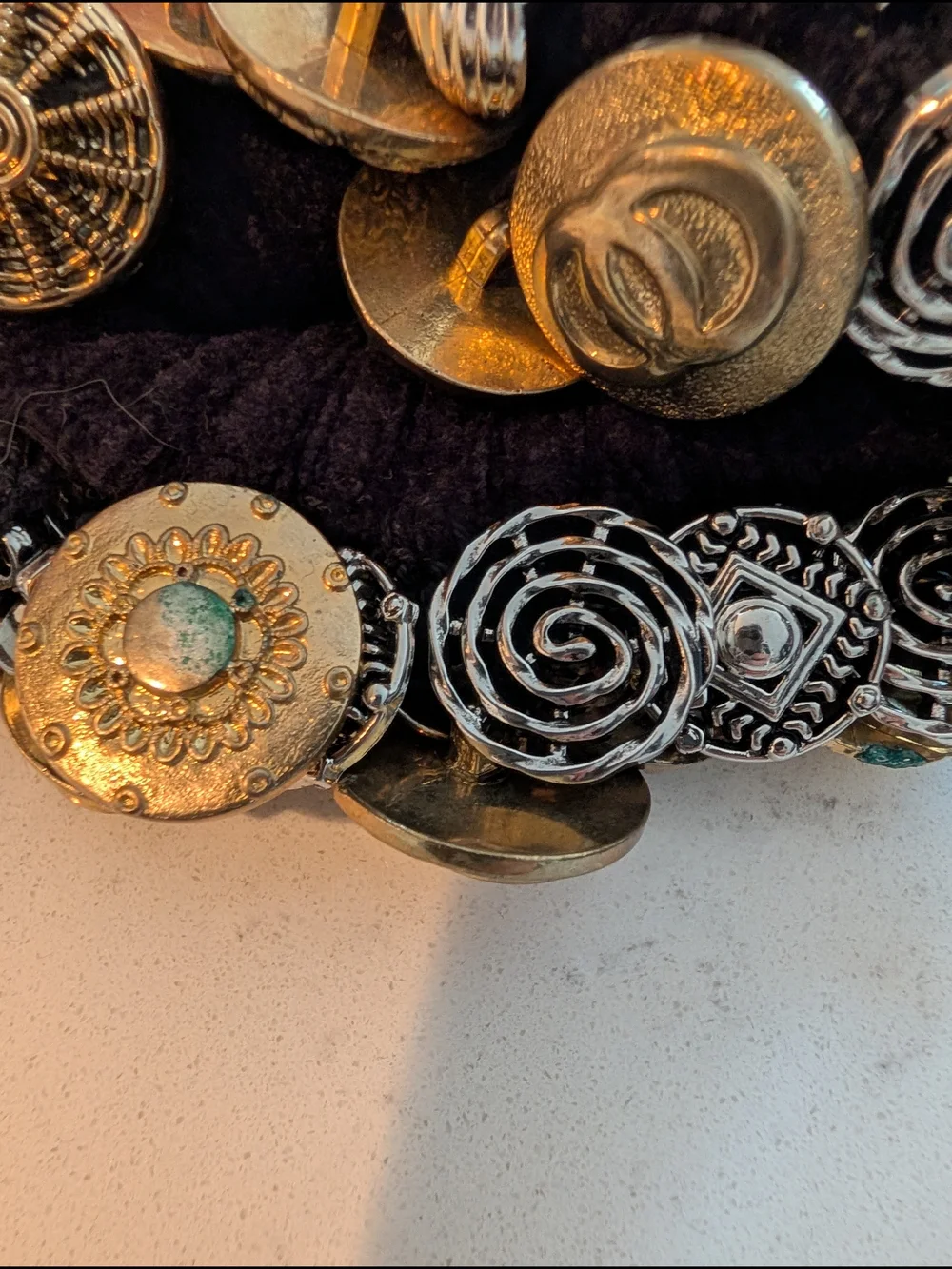 Hand-Made Chenille Gloves with Fun Vintage Button Cuffs
